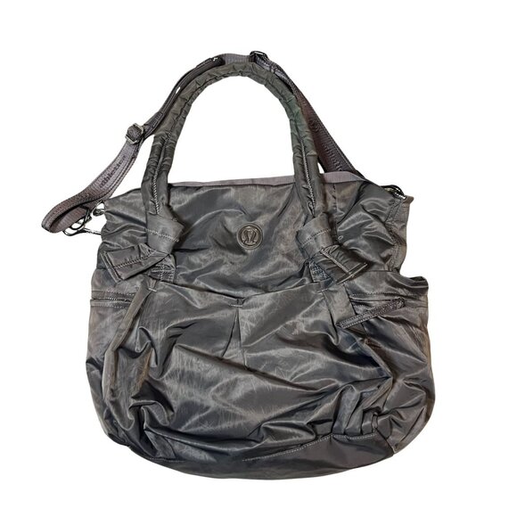 Lululemon Athletica Grey Gym Bag Nylon Polyester Spacious Lightweight Durable St - Picture 2 of 7